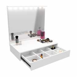 Tocador Maquillador CORSA con Espejo y Luz Led Flotante Blanco