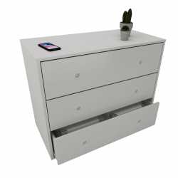Comoda 3 Cajones CORSA Guias Telescopicas Blanco