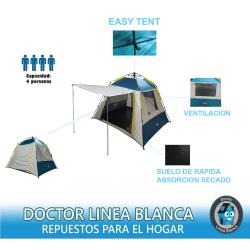 CARPA FOCO 4 PERSONAS 210 X 240 X 150 CM  GRIS Y AZUL